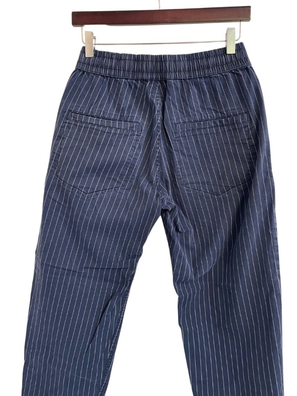 Barney Cools Navy Pinstripe Stripe Elastic Drawstring Waist Pants Size 30 - Picture 3 of 5